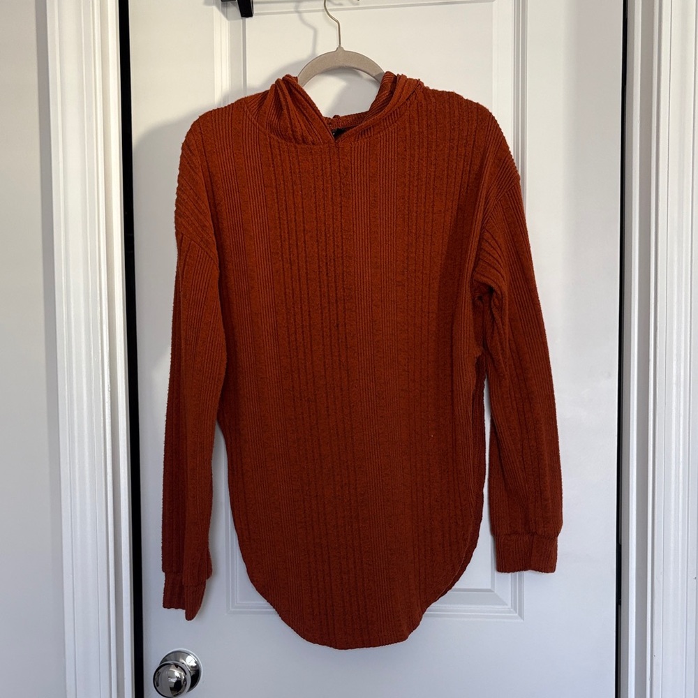 Women's Cozy Knit Hoodie in Rust